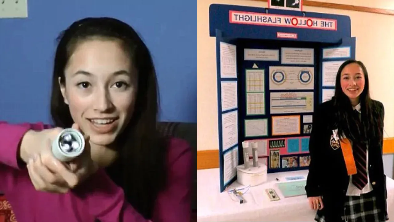 Ann Makosinski showcasing her battery-free flashlight and science fair project at age 15