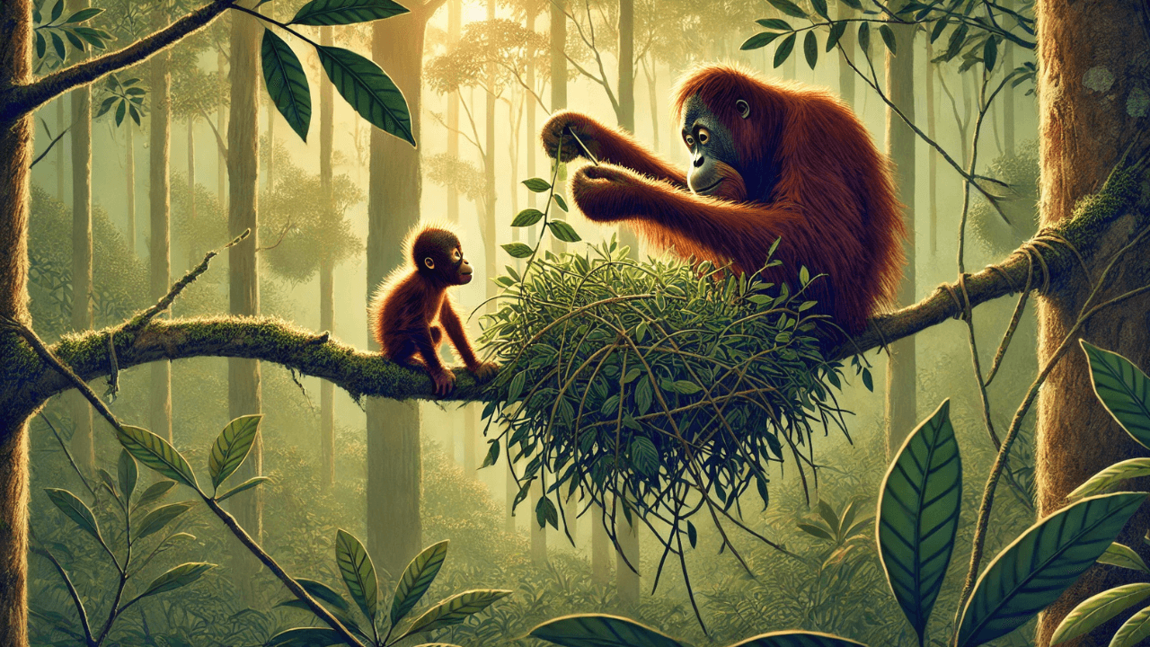How Baby Orangutans Learn Bed-Building Secrets Just Like Human Kids