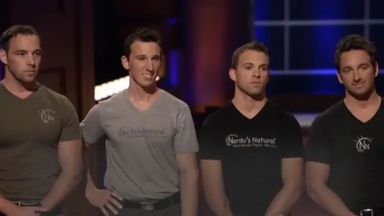 The four Mastronardo brothers stand on the Shark Tank stage, pitching their organic skincare brand, Nardo’s Natural, to the investors.