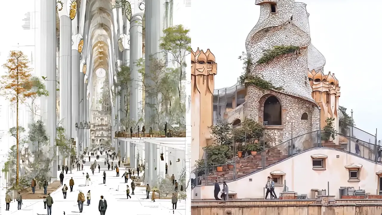Gaudí-Inspired Architecture Reimagined with AI by Studio Tim Fu