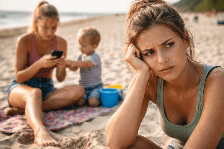 Frustration on a warm beach evening