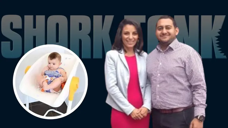 CharliChair founders with baby product after Shark Tank pitch
