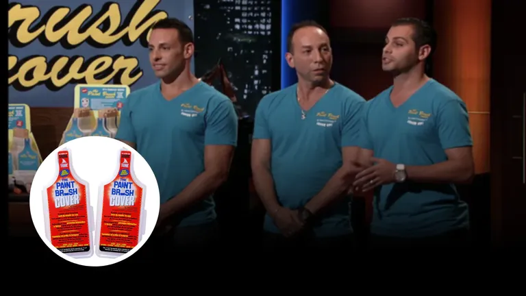 Paint Brush Cover product and founders during Shark Tank Season 5 pitch, highlighting their successful 2025 business journey