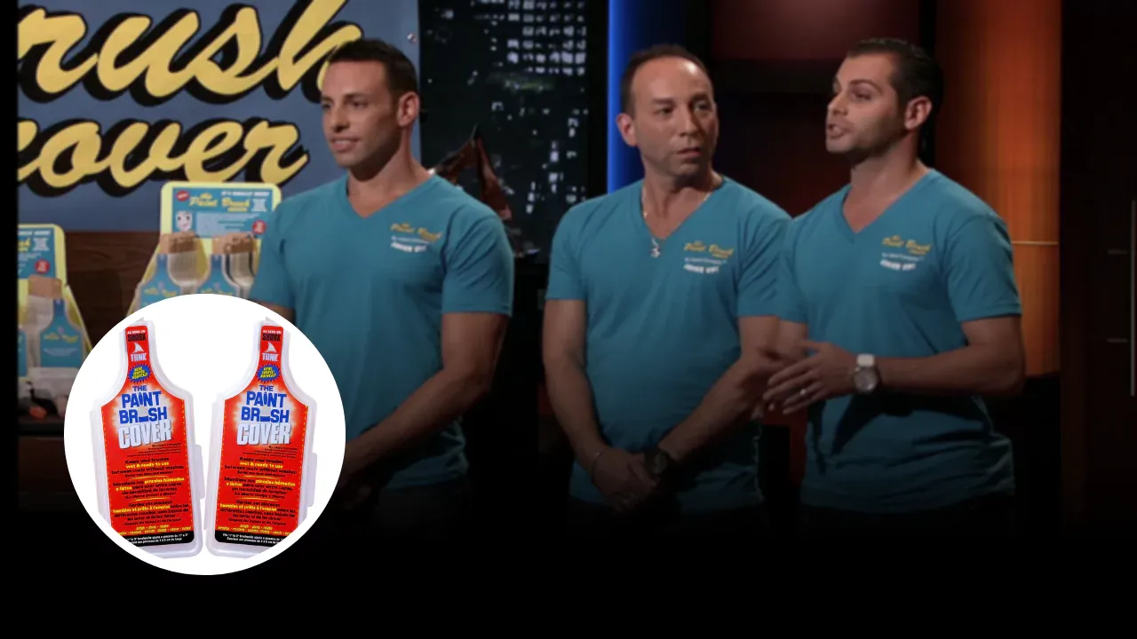 Paint Brush Cover product and founders during Shark Tank Season 5 pitch, highlighting their successful 2025 business journey