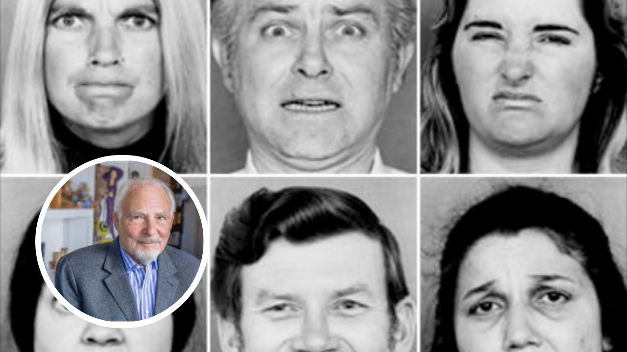 Dr. Paul Ekman with examples of micro-expressions showing hidden emotions used in his human lie detector research