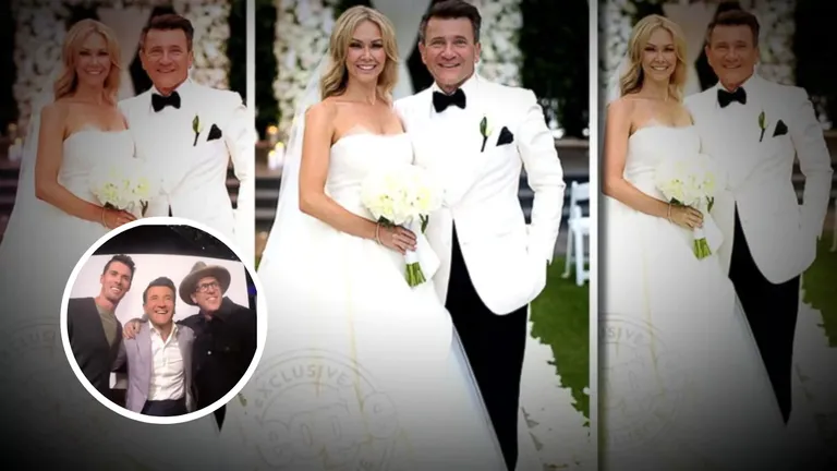 Robert Herjavec at his wedding with his wife, posing with Mirmir photo booth founders, who later appeared on Shark Tank and secured a $700K deal.