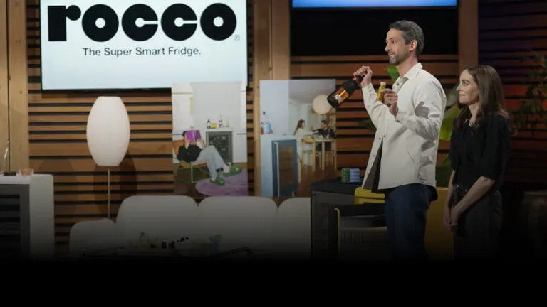 Sam Naparstek and Alyse Borkan pitching Rocco Fridge on Shark Tank, 2025