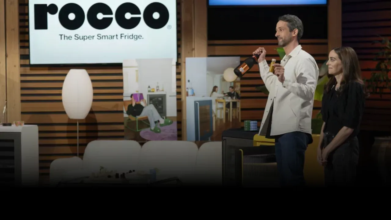 Sam Naparstek and Alyse Borkan pitching Rocco Fridge on Shark Tank, 2025