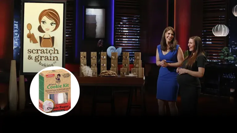 Taya Geiger and Leah Tutin presenting Scratch and Grain baking kits on Shark Tank