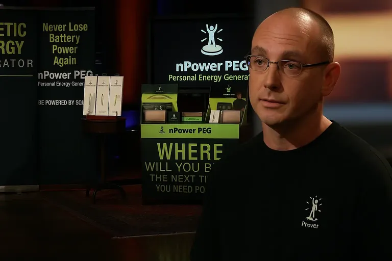 Tremont Electric founder Aaron LeMieux presenting the nPower PEG on Shark Tank