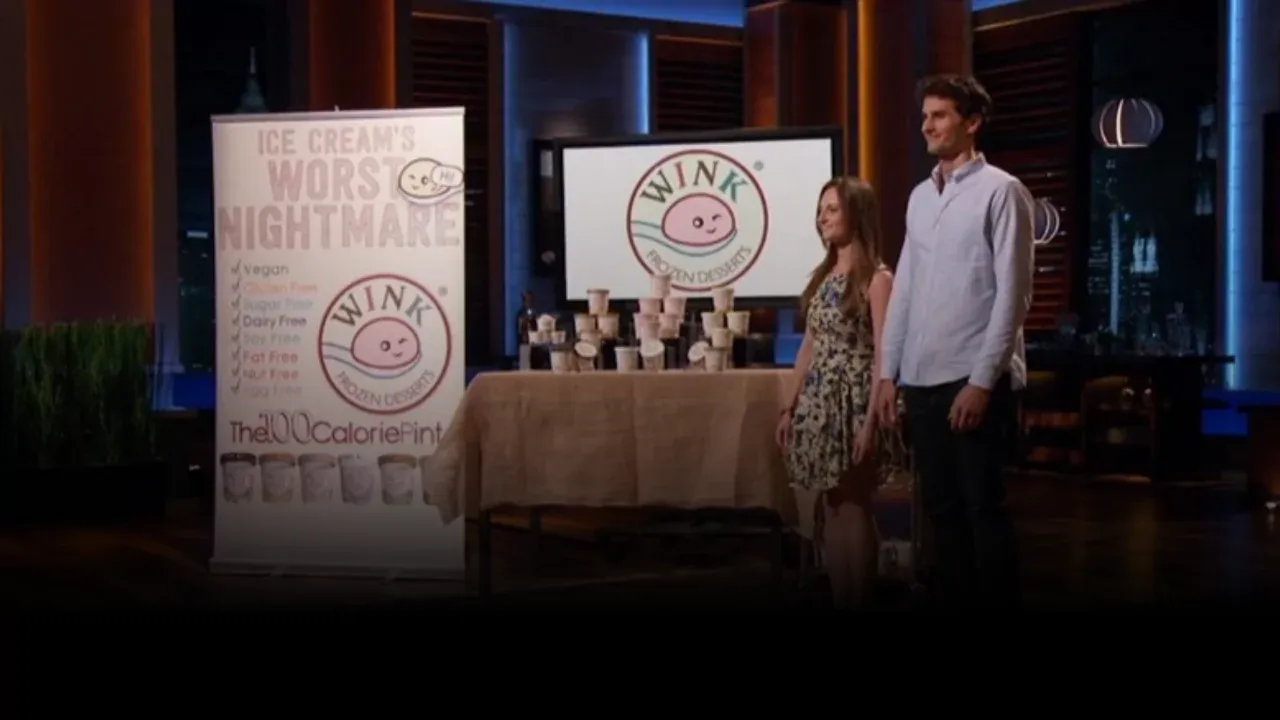 Founders of Wink Frozen Desserts presenting their 100-calorie vegan ice cream on Shark Tank