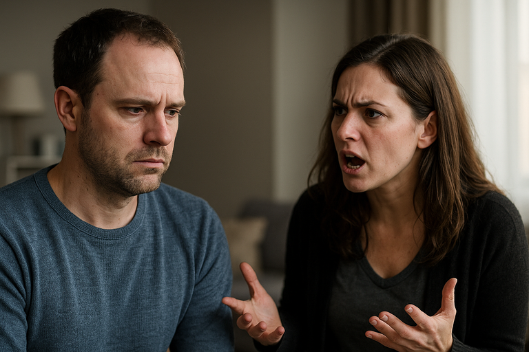 A couple arguing.