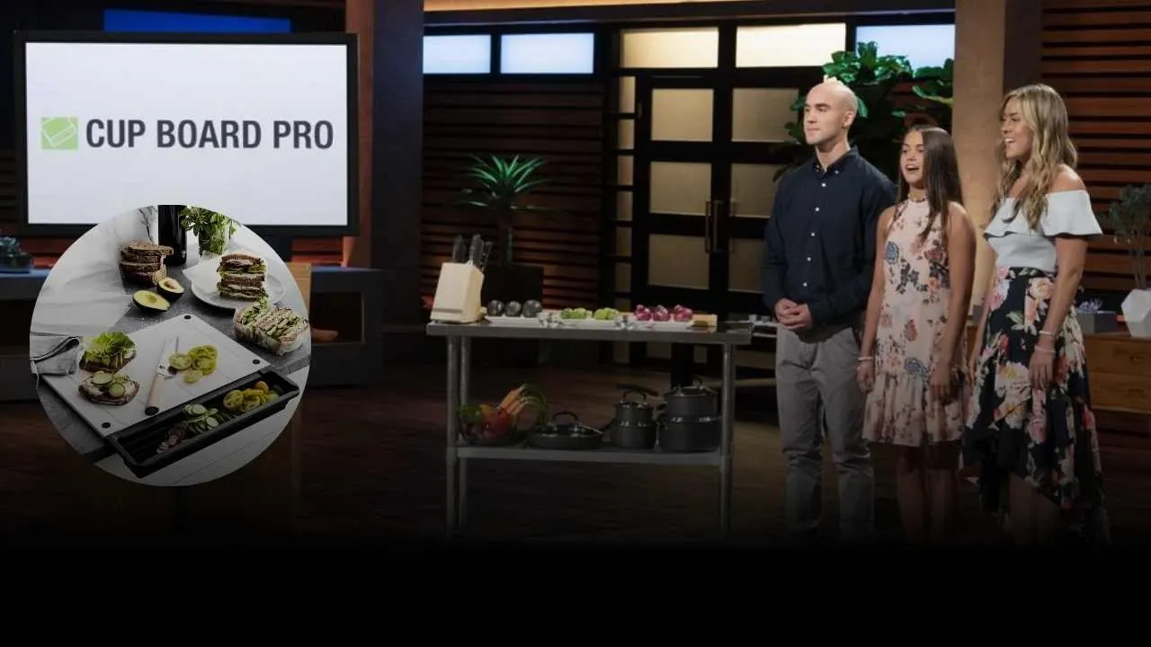 Cup Board Pro founders pitching their kitchen cutting board invention on Shark Tank Season 10
