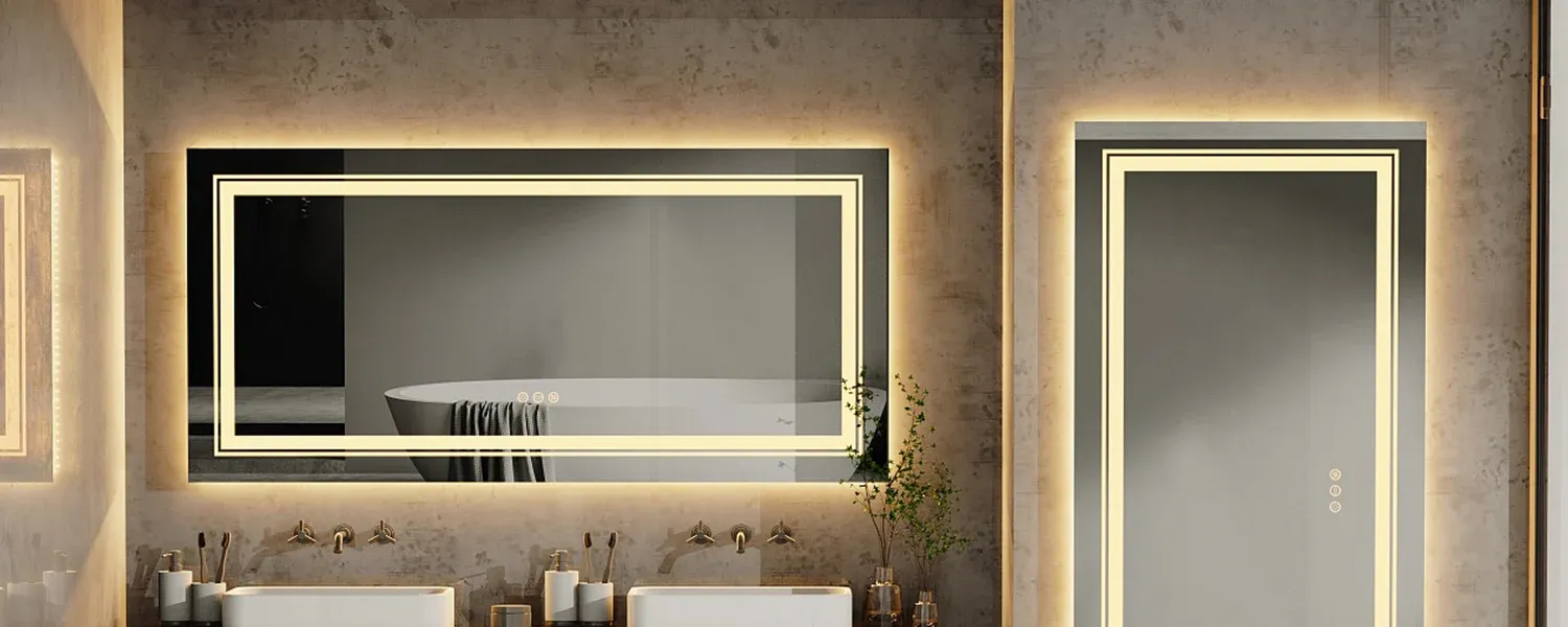 Wall-mounted LED mirrors