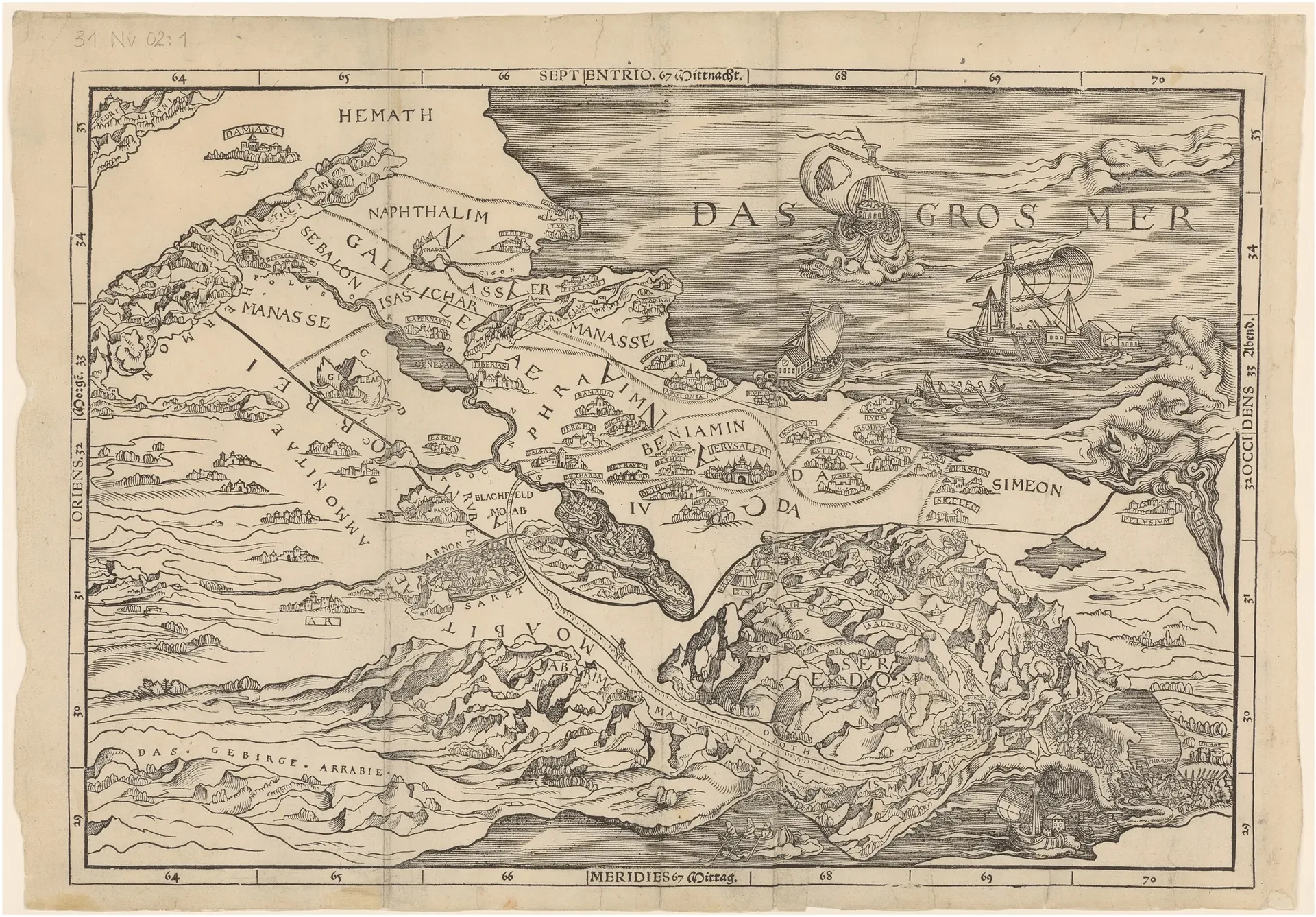 Map of the Holy Land from Christoph Froschauer’s 1525 Das Alt Testament dütsch